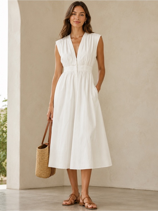 Michael Kors Dresses & Skirts - 🤍 NWT Michael Michael Kors White Wrap Midi Dress – Size Large – MSRP $295